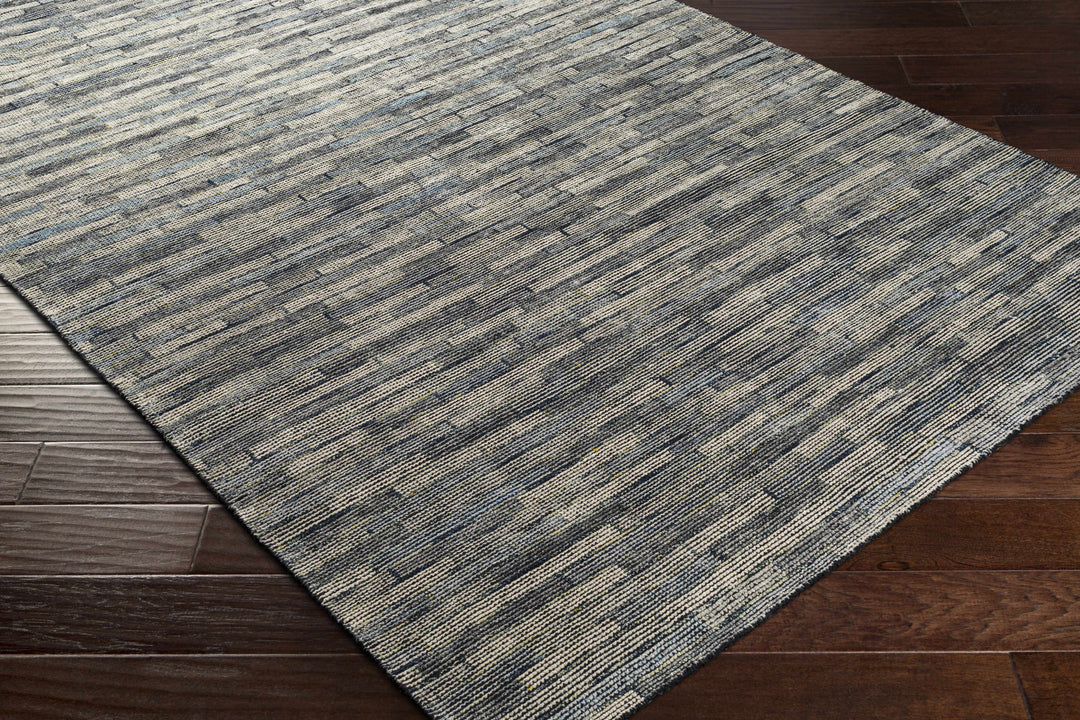 Willmar Blue And Charcoal Modern Style Hand Knotted Area Rug