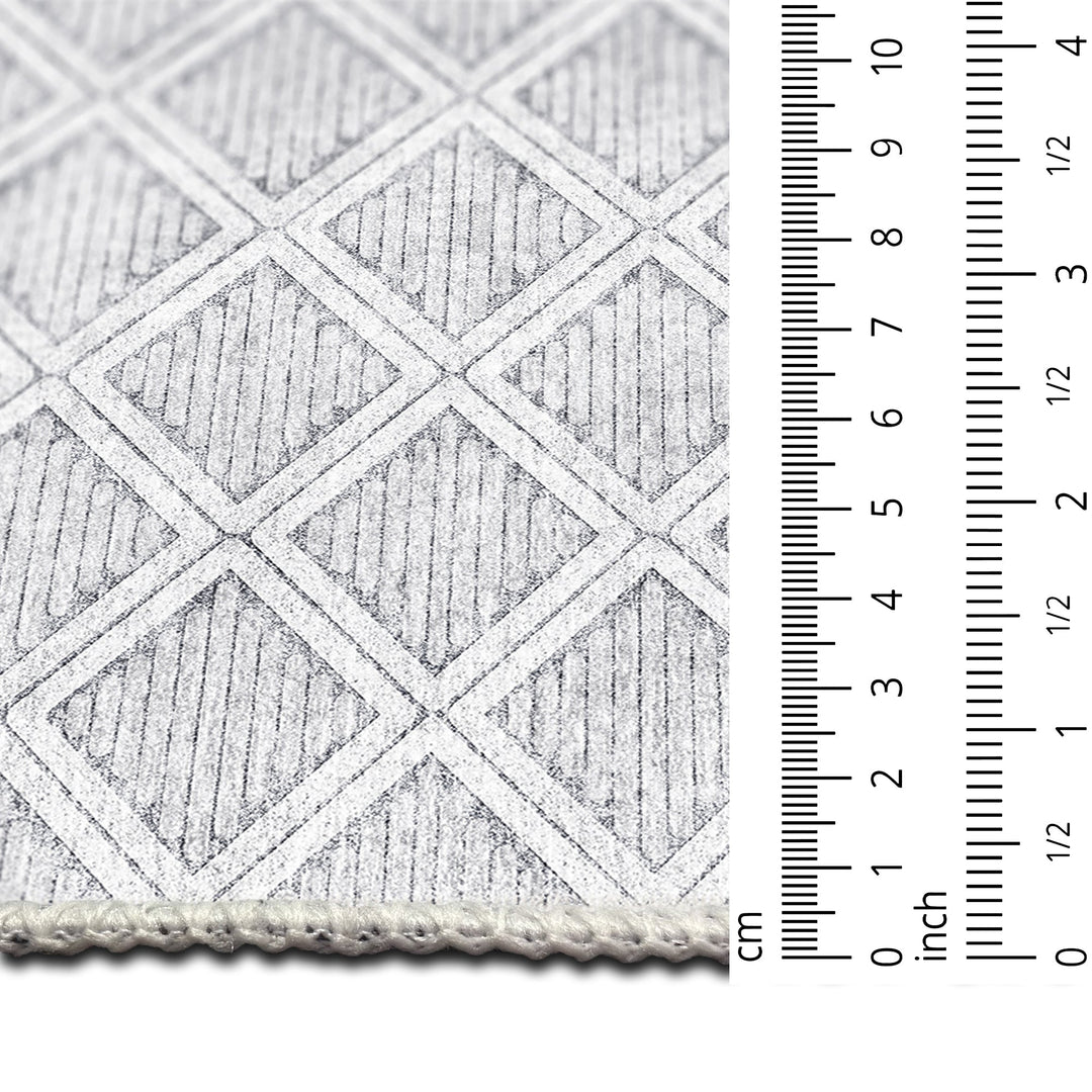 Modern Geometrical Silver Machine Washable Cotton Area Rug