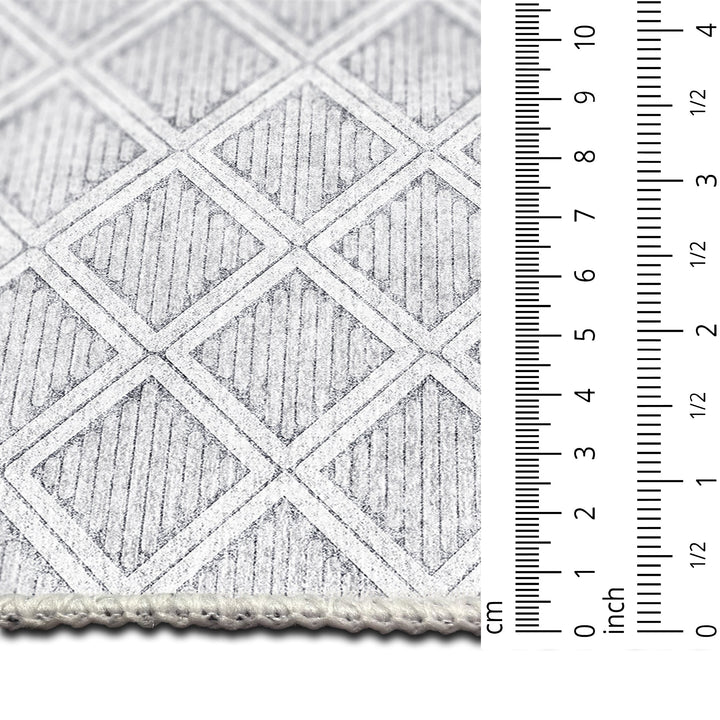 Modern Geometrical Silver Machine Washable Cotton Area Rug
