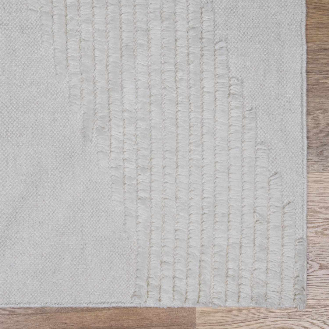 Woodew Modern Style Ivory Hand Woven Wool Area Rug
