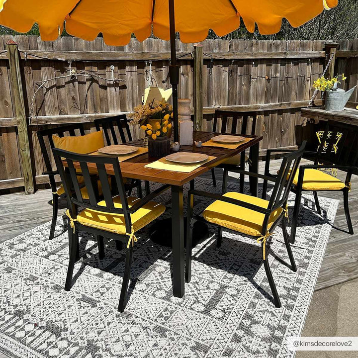 Ware Bohemian Style Gray And Ivory Outdoor Rug
