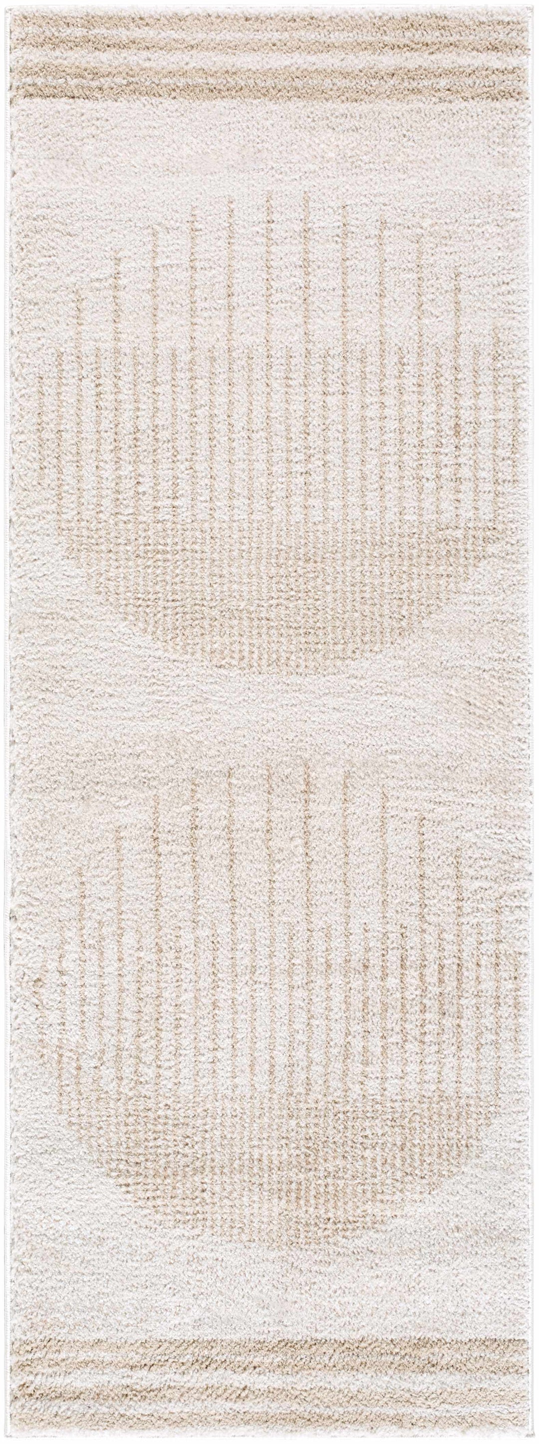 Apichu Contemporary Geometrical Beige And Camel Washable Area Rug