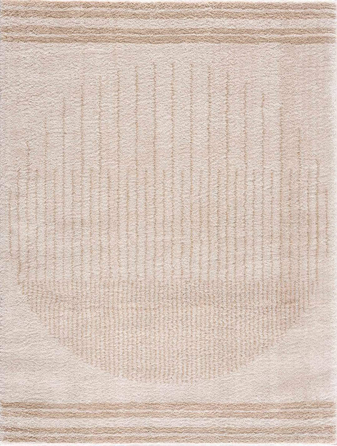 Apichu Contemporary Geometrical Beige And Camel Washable Area Rug