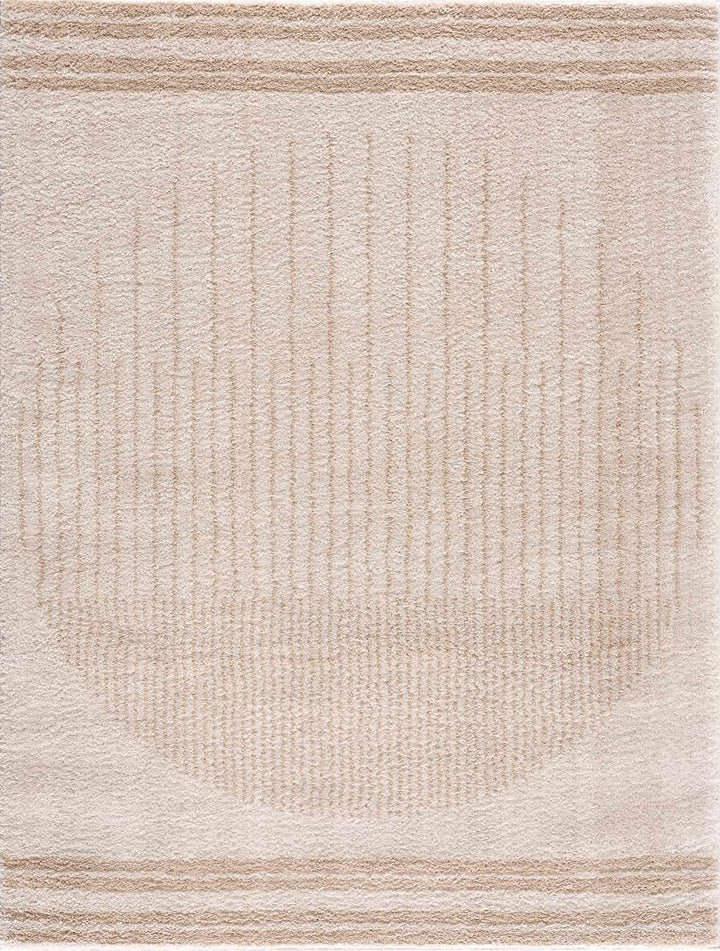 Apichu Contemporary Geometrical Beige And Camel Washable Area Rug
