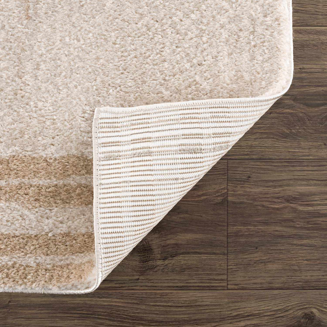 Apichu Contemporary Geometrical Beige And Camel Washable Area Rug