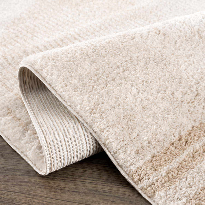 Apichu Contemporary Geometrical Beige And Camel Washable Area Rug