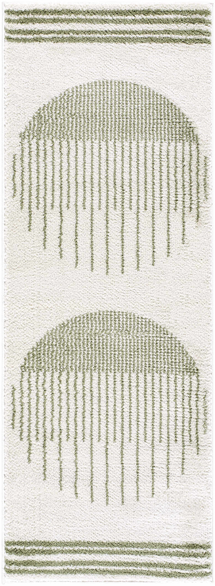 Apichu Contemporary Geometrical Beige And Green Washable Area Rug