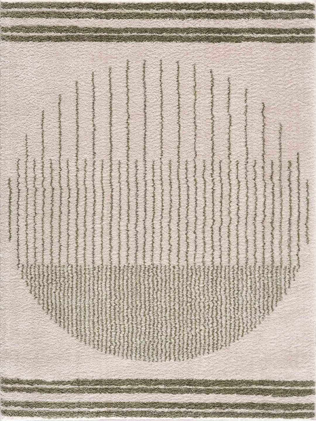 Apichu Contemporary Geometrical Beige And Green Washable Area Rug