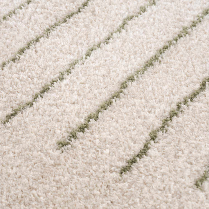 Apichu Contemporary Geometrical Beige And Green Washable Area Rug