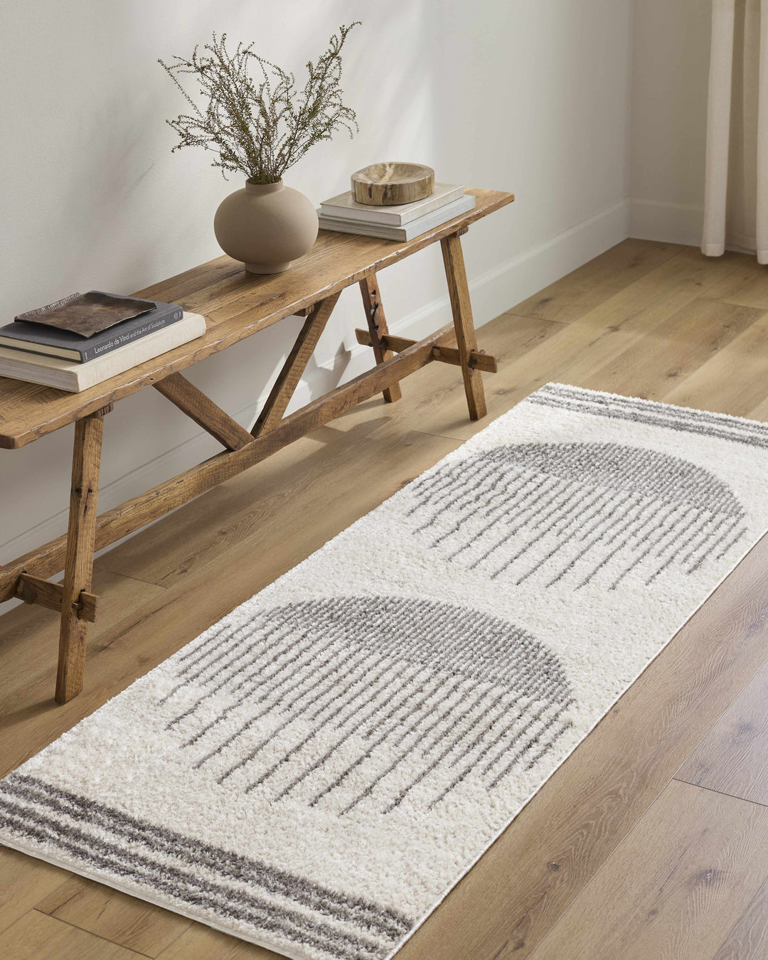 Apichu Contemporary Style Beige And Charcoal Washable Area Rug