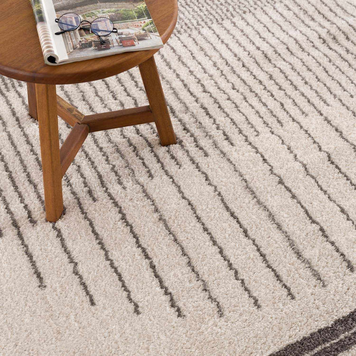 Apichu Contemporary Style Beige And Charcoal Washable Area Rug