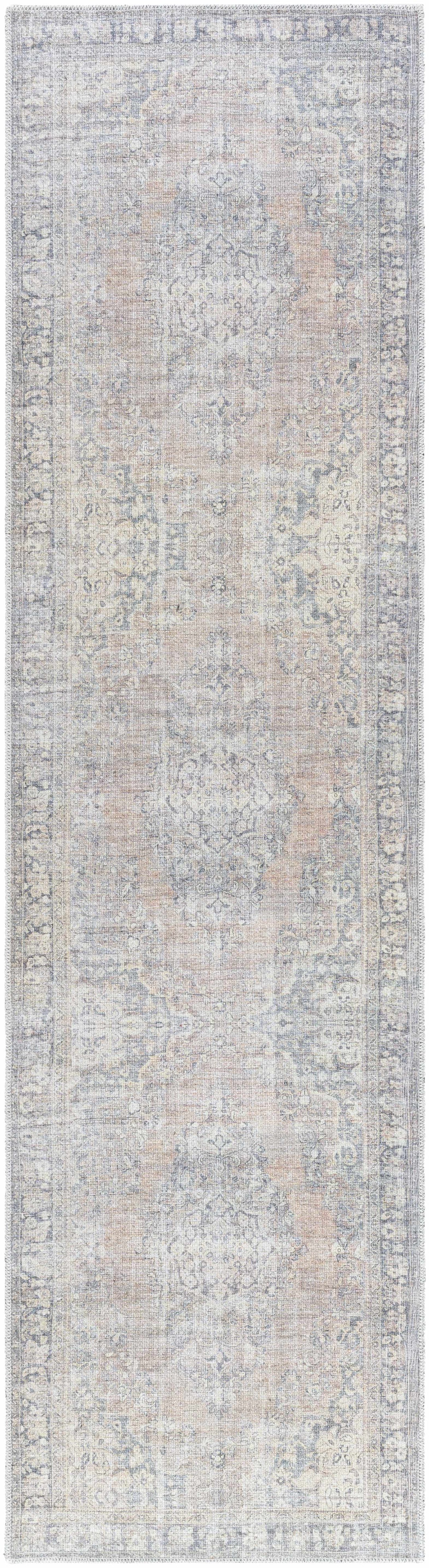 Yachi Traditional Blue And Brown Washable Area Rug
