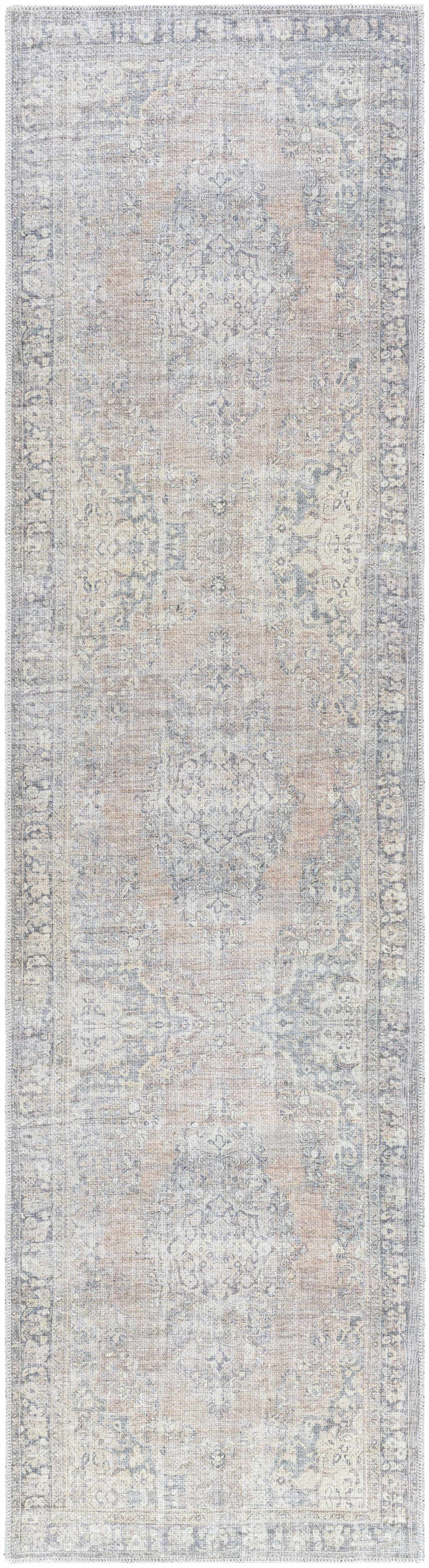 Yachi Traditional Blue And Brown Washable Area Rug