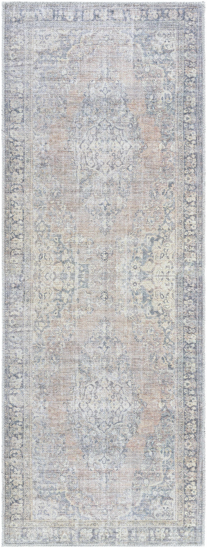 Yachi Traditional Blue And Brown Washable Area Rug