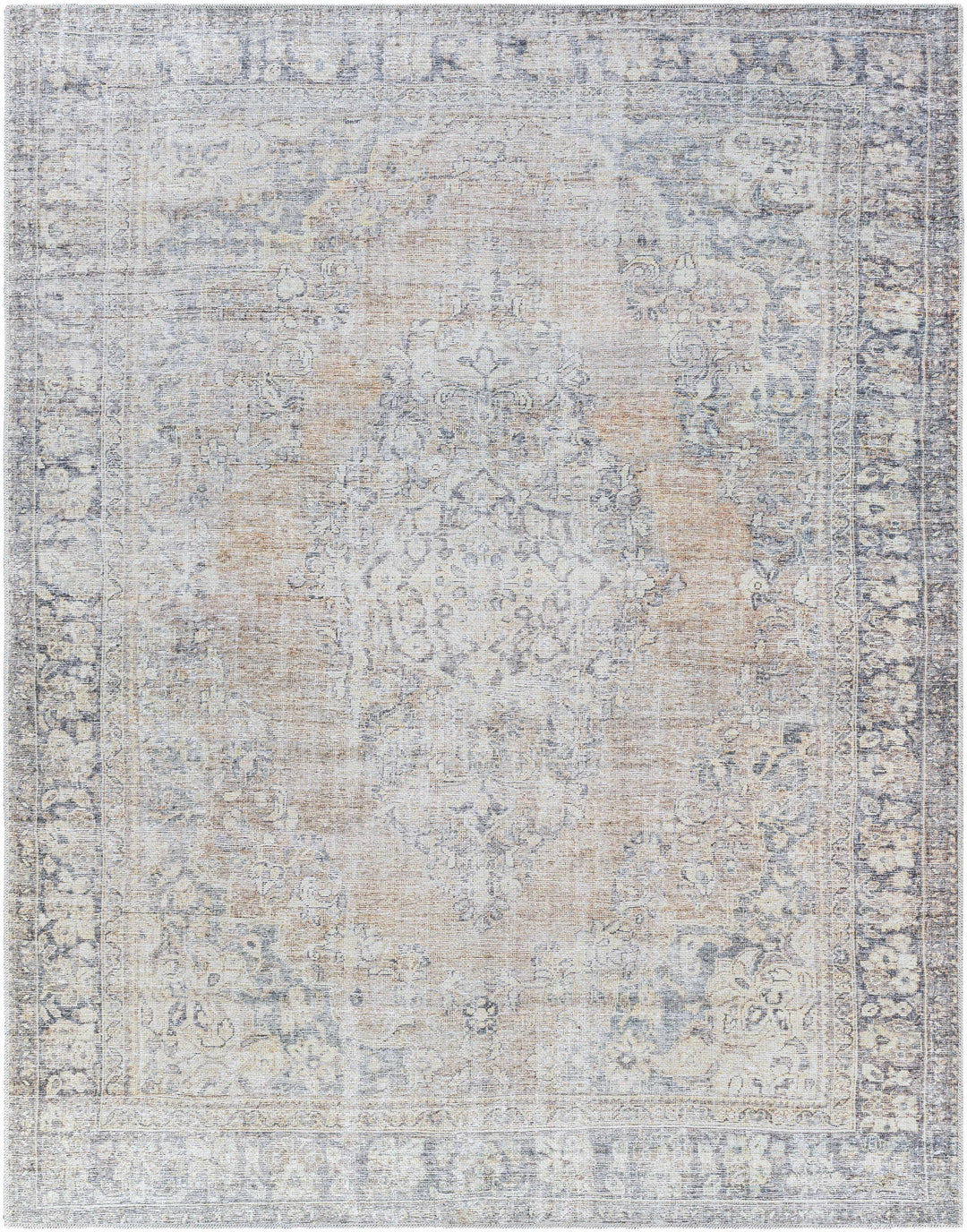Yachi Traditional Blue And Brown Washable Area Rug