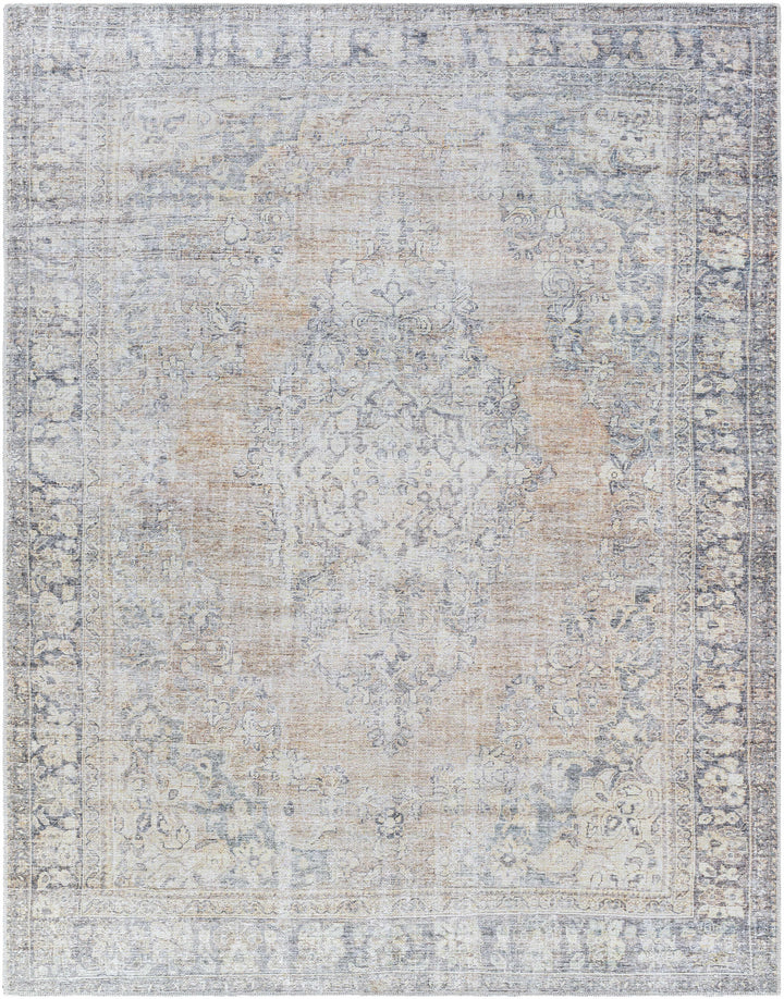 Yachi Traditional Blue And Brown Washable Area Rug