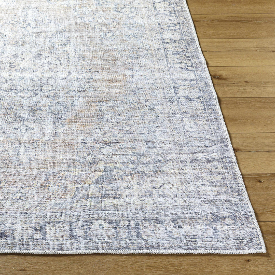 Yachi Traditional Blue And Brown Washable Area Rug