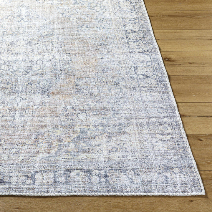 Yachi Traditional Blue And Brown Washable Area Rug