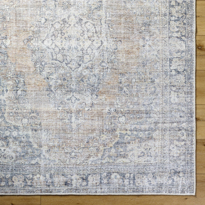 Yachi Traditional Blue And Brown Washable Area Rug
