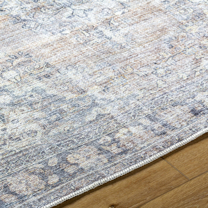 Yachi Traditional Blue And Brown Washable Area Rug