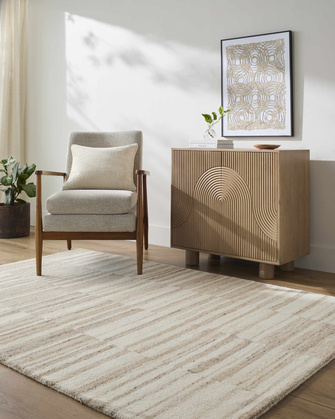 Yuuma Contemporary Style Beige And Tan Hand Tufted Area Rug