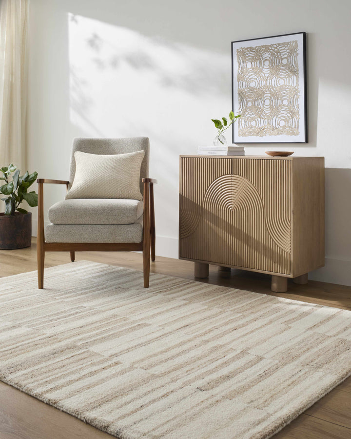 Yuuma Contemporary Style Beige And Tan Hand Tufted Area Rug