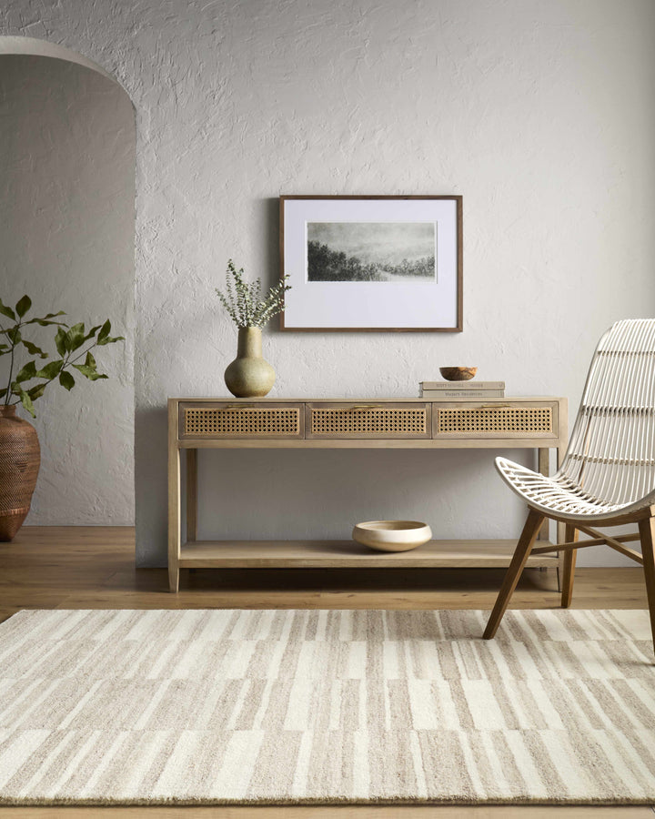 Yuuma Contemporary Style Beige And Tan Hand Tufted Area Rug