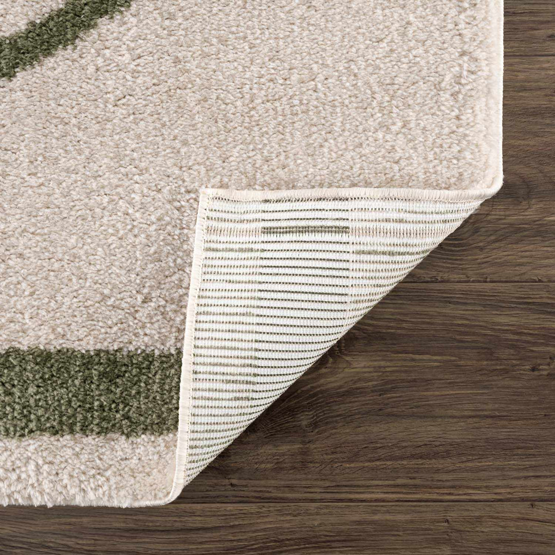 Yasuo Modern Geometrical Green And Beige Washable Area Rug