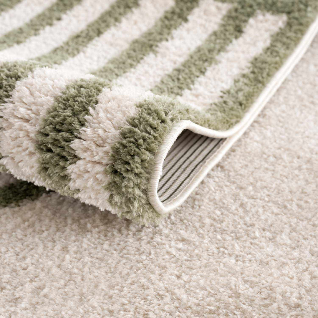 Yasuo Modern Geometrical Green And Beige Washable Area Rug