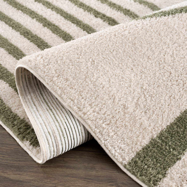 Yasuo Modern Geometrical Green And Beige Washable Area Rug