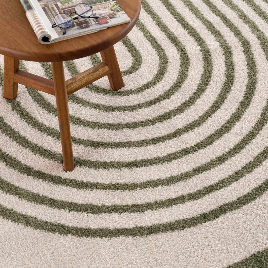 Yasuo Modern Geometrical Green And Beige Washable Area Rug