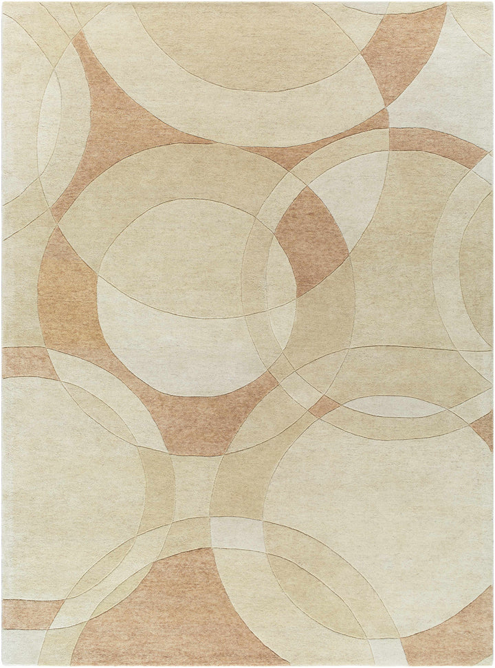 Yaxha Contemporary Style Beige And Camel Hand Tufted Wool Rug