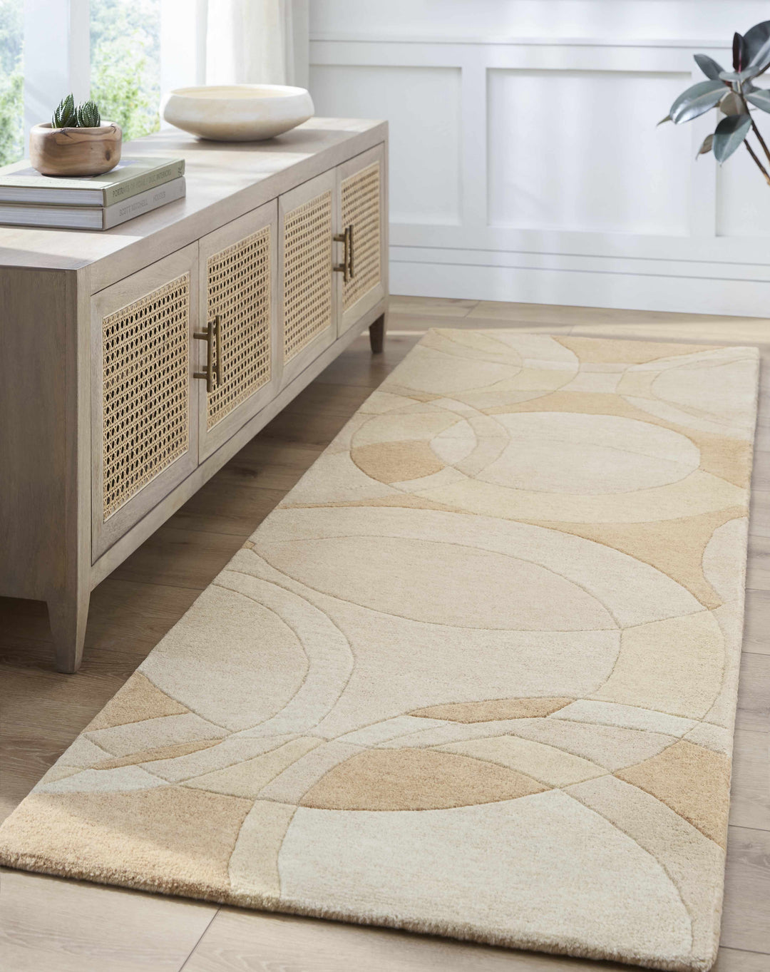 Yaxha Contemporary Style Beige And Camel Hand Tufted Wool Rug