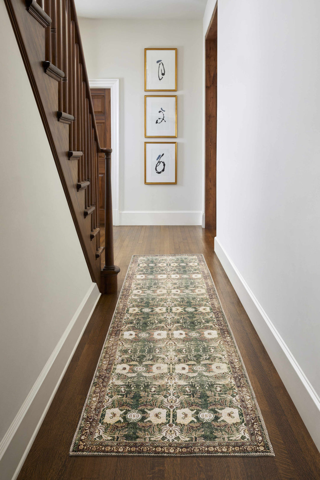 Acoose Traditional Green Vintage Washable Rug