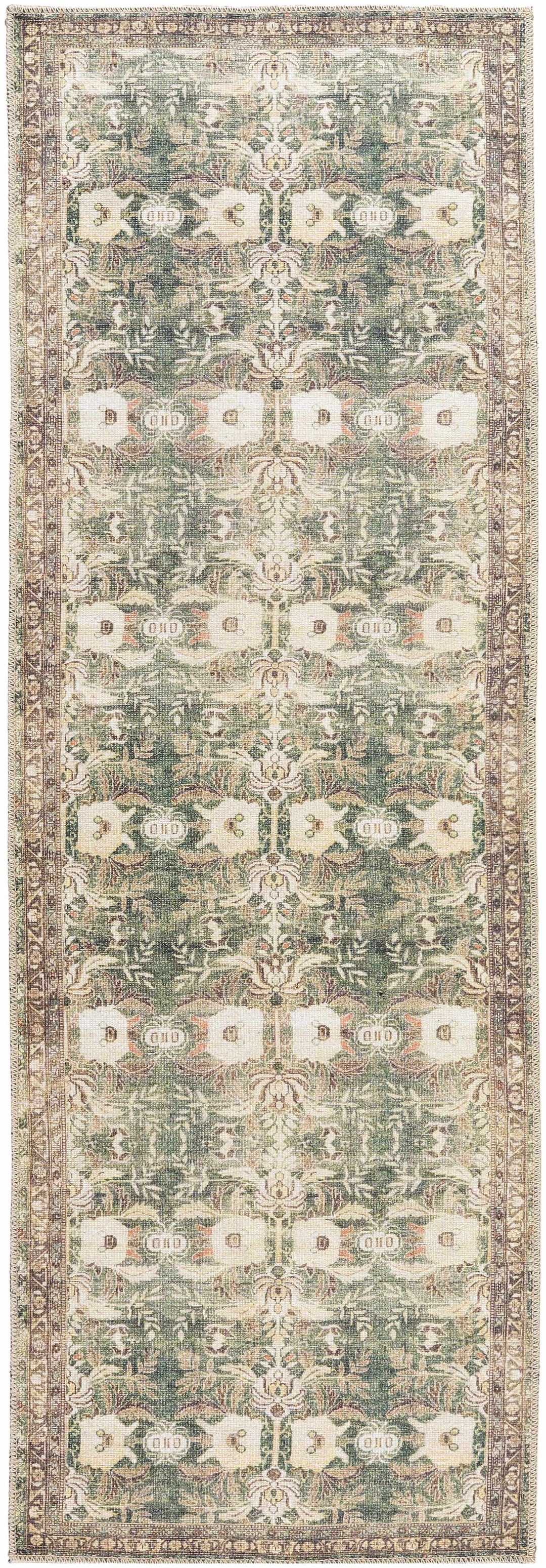 Acoose Traditional Green Vintage Washable Rug