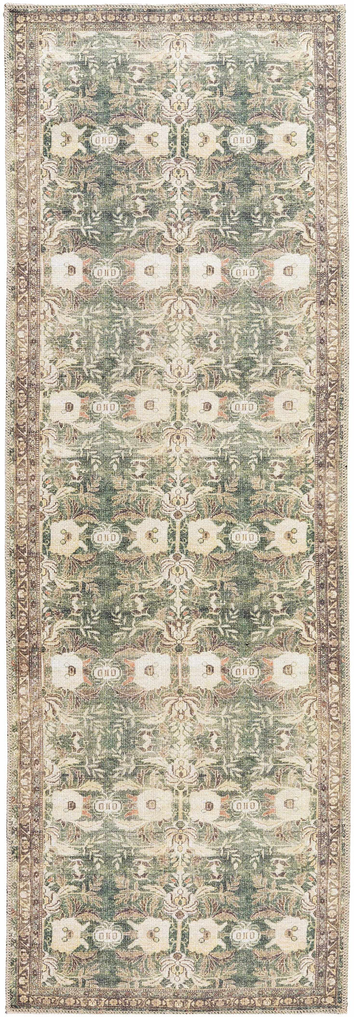 Acoose Traditional Green Vintage Washable Rug