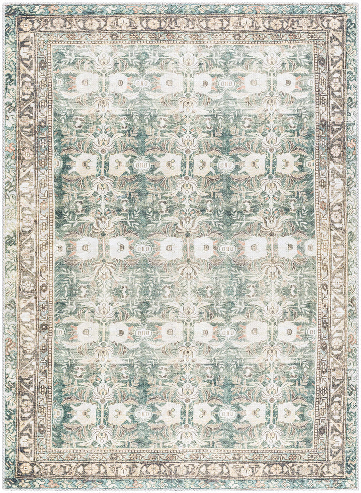 Acoose Traditional Green Vintage Washable Rug