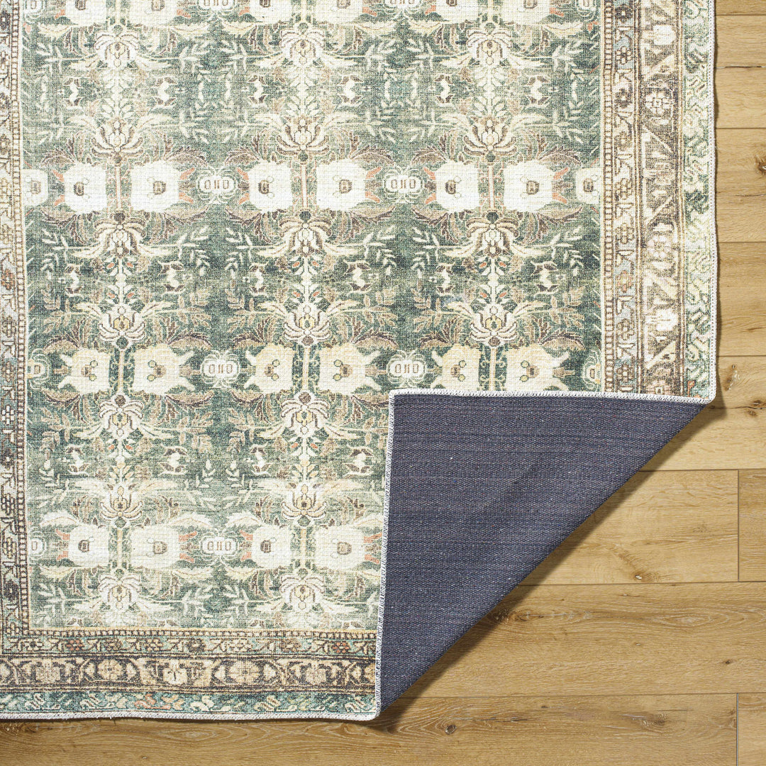 Acoose Traditional Green Vintage Washable Rug