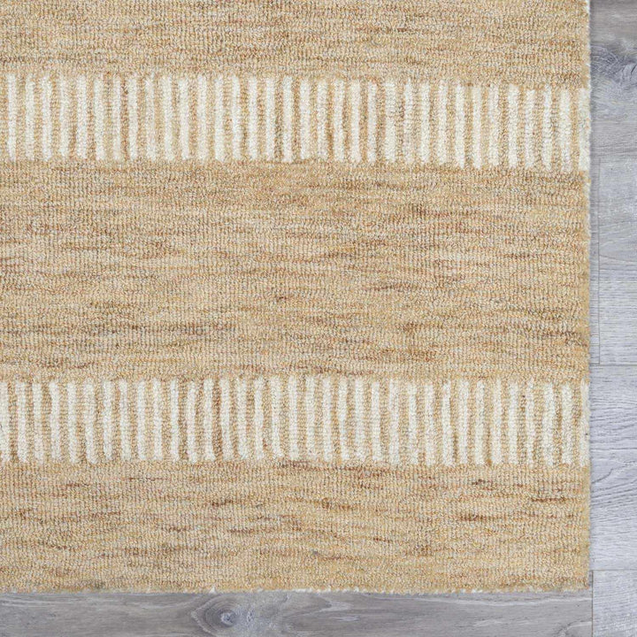 Yoyko Modern Stripe Pattern Ivory And Beige Hand Tufted Wool Area Rug