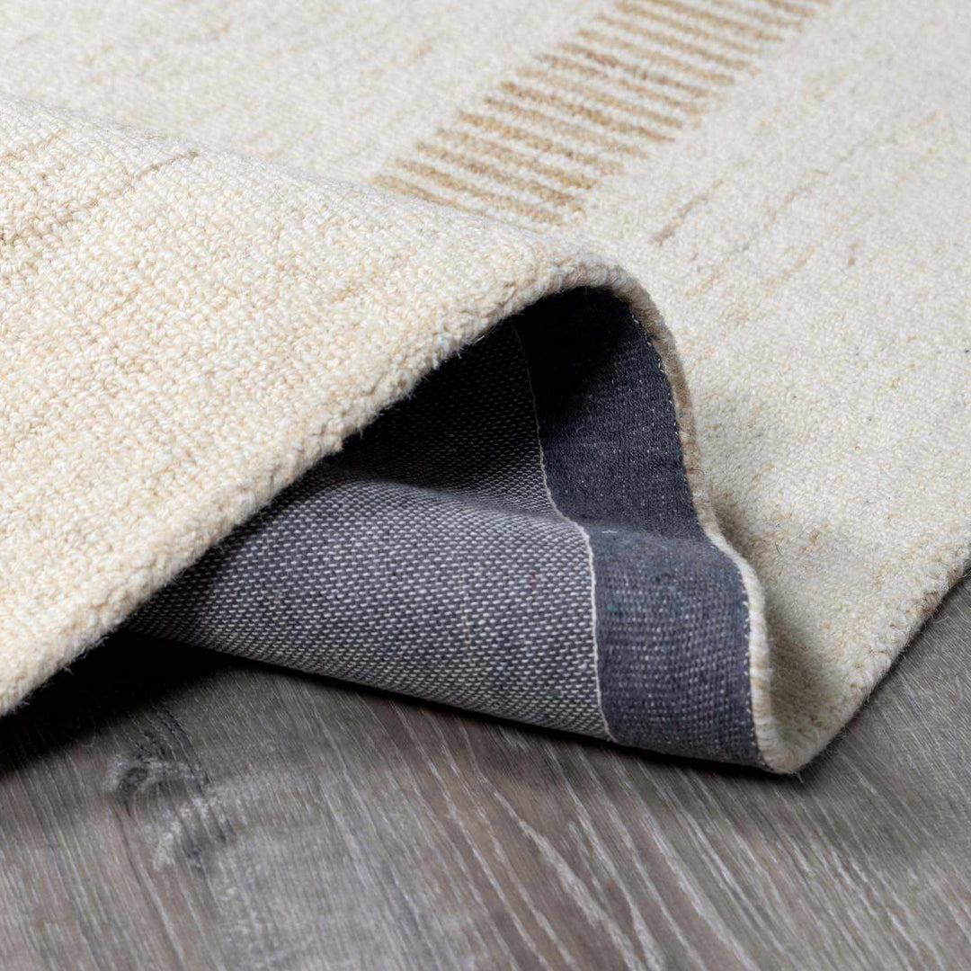 Yoyko Modern Stripe Pattern Ivory And Beige Hand Tufted Wool Area Rug