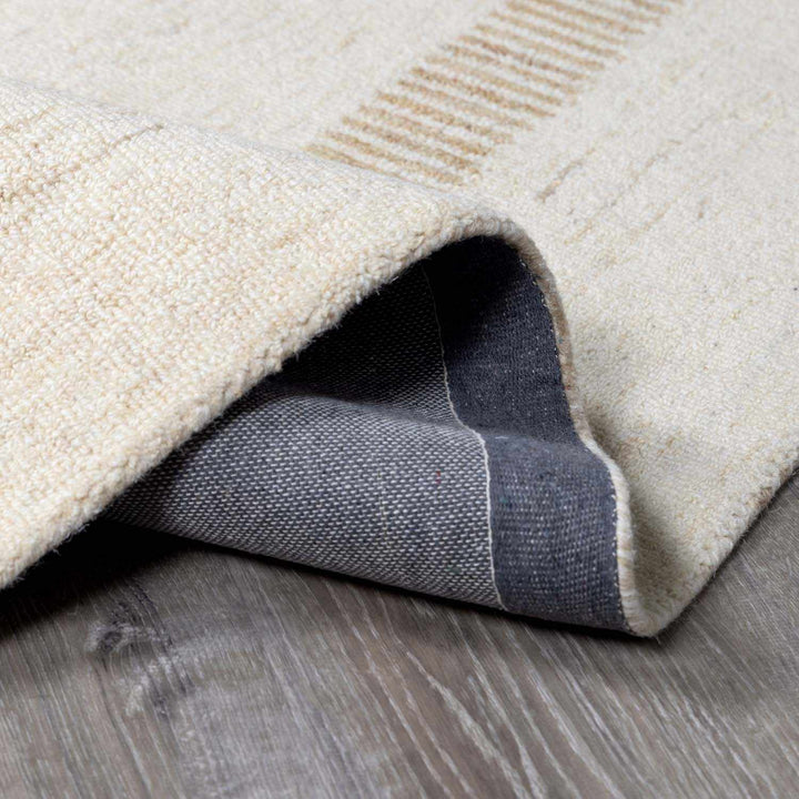 Yoyko Modern Stripe Pattern Ivory And Beige Hand Tufted Wool Area Rug