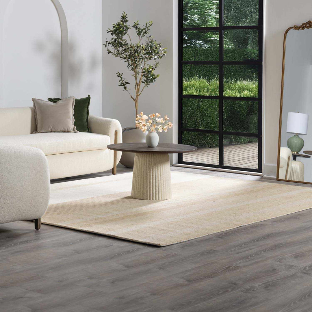 Yoyko Modern Stripe Pattern Ivory And Beige Hand Tufted Wool Area Rug