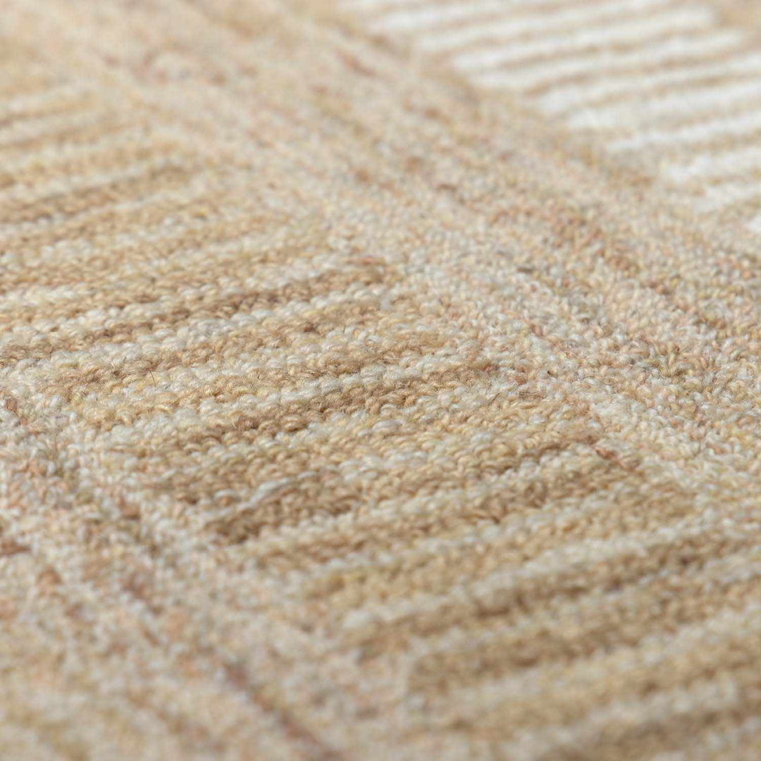 Yoyko Modern Stripe Pattern Ivory And Beige Hand Tufted Wool Area Rug