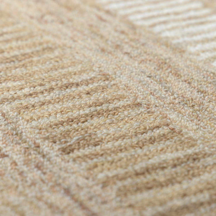 Yoyko Modern Stripe Pattern Ivory And Beige Hand Tufted Wool Area Rug