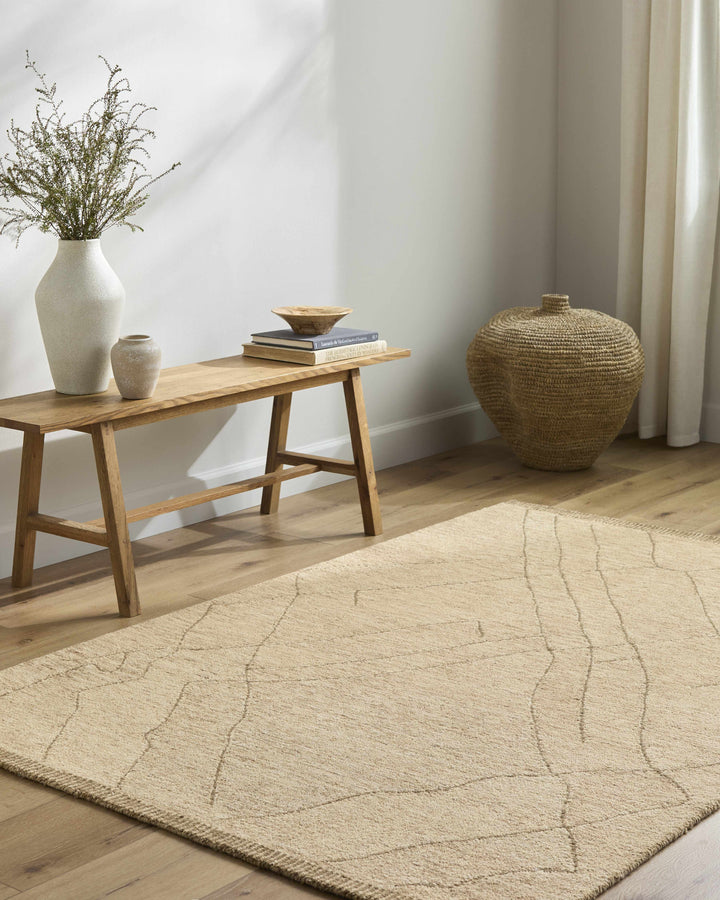 Addien Beige Contemporary Style Hand Tufted Wool Area Rug