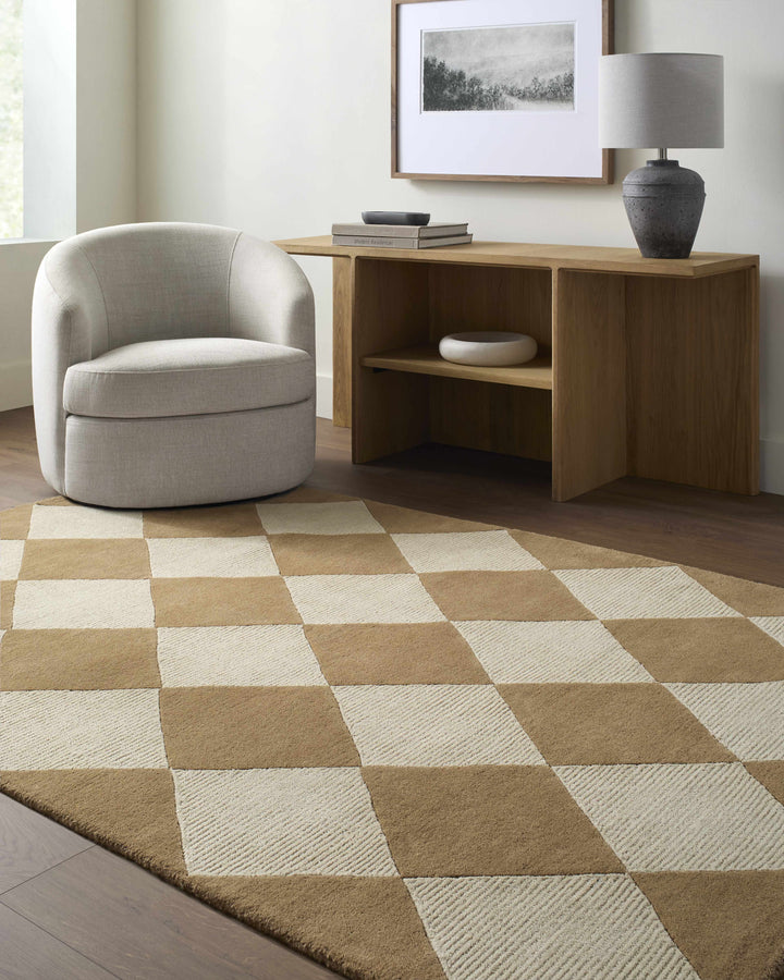 Aradia Modern Geometrical Brown And Tan Area Rug