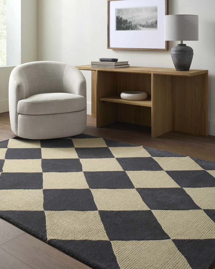 Aradia Modern Geometrical Tan And Charcoal Rug