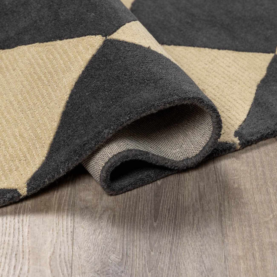 Aradia Modern Geometrical Tan And Charcoal Rug