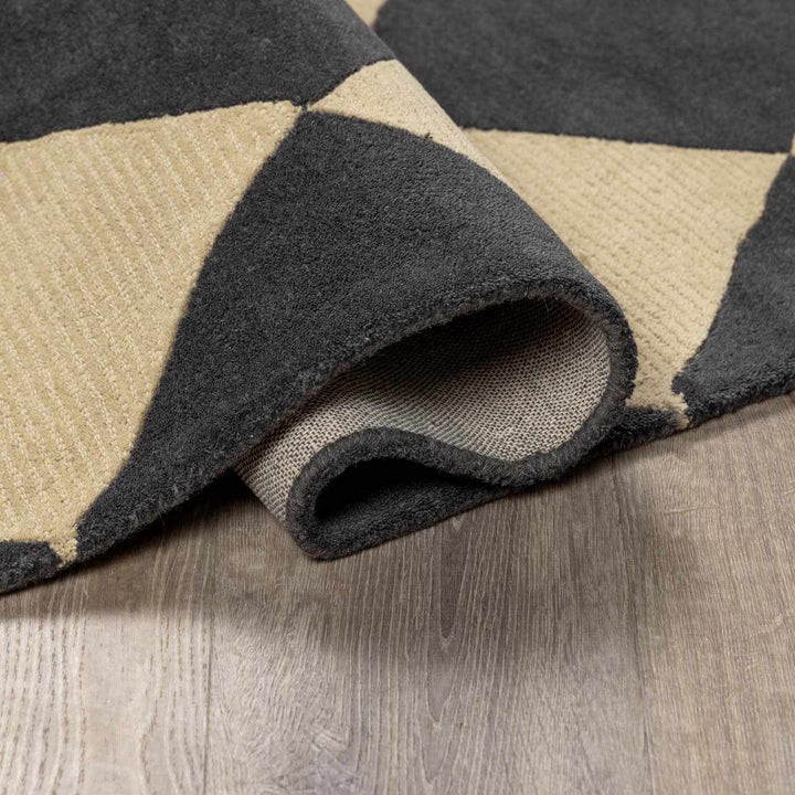 Aradia Modern Geometrical Tan And Charcoal Rug