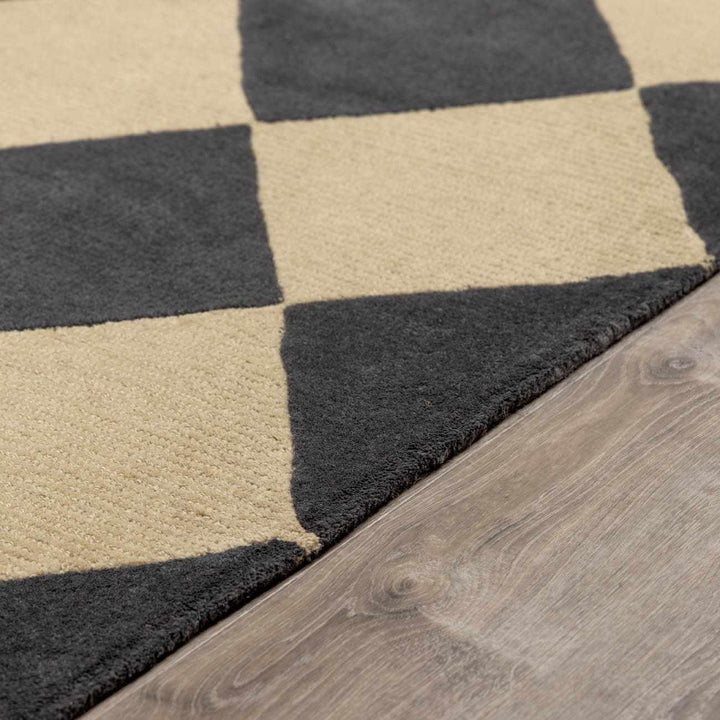 Aradia Modern Geometrical Tan And Charcoal Rug
